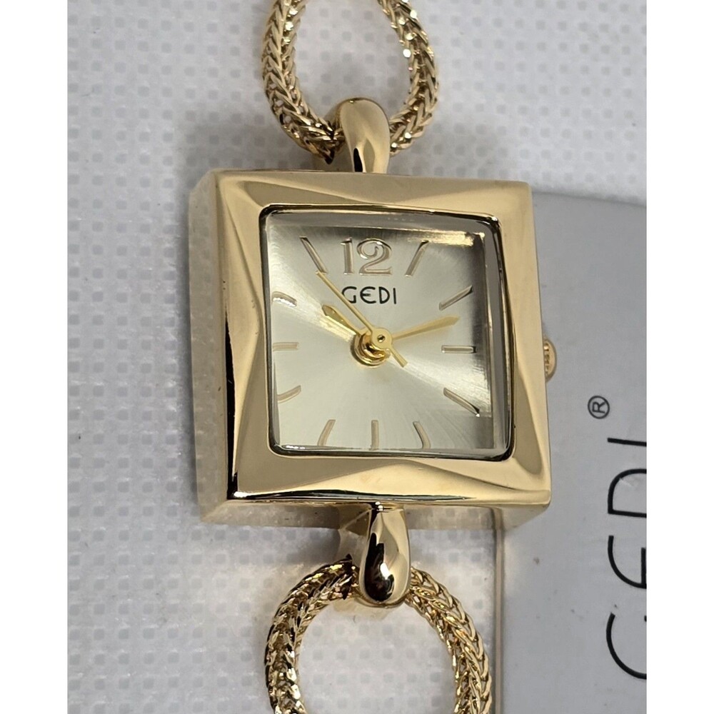 Women's Gedi Square Gold Tone Dial Quartz Chain Rope Bracelet Fashion Watch 08 - Picture 7 of 9
